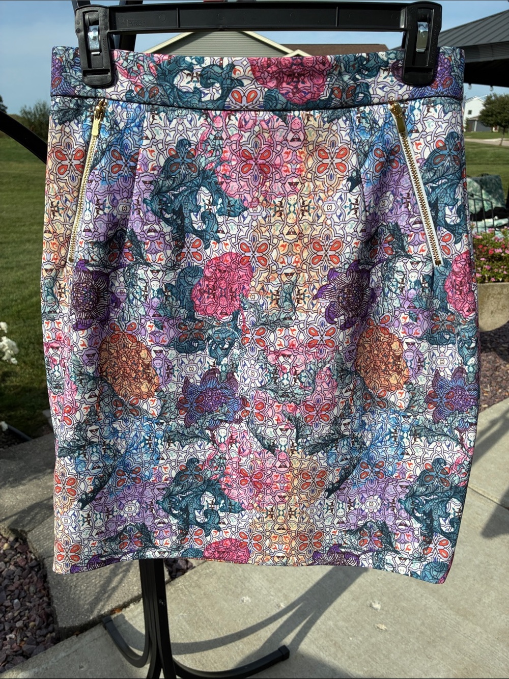 H&M Floral Mosaic Print Multicolor Skirt 8